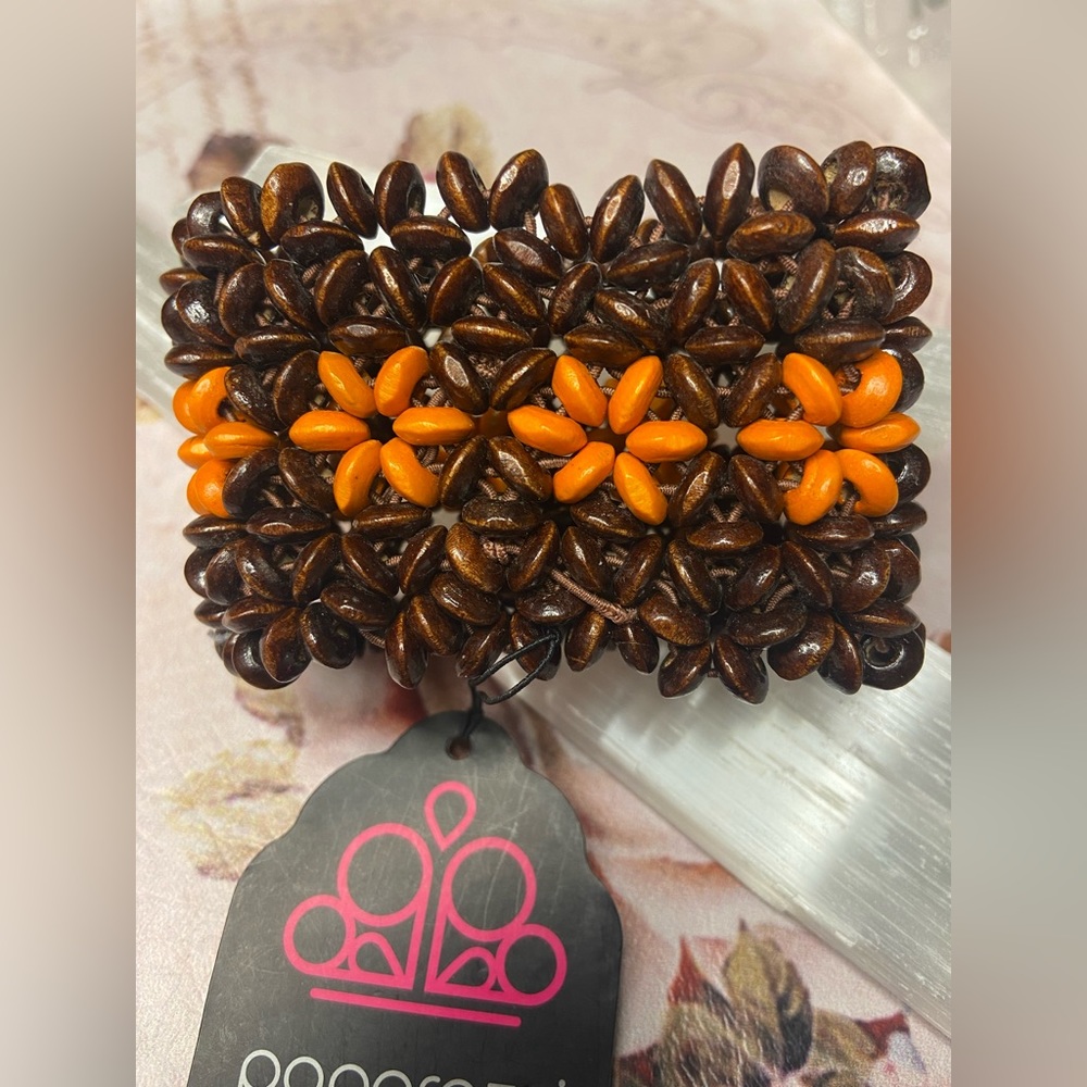 NEW - Brown & Orange Wooden Bracelet - “Bahama Babe” by Paparazzi